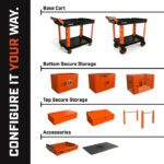 Crescent RAILWORKS 2 Shelf Industrial Utility Cart with 5 Inch Hard Casters and Double Door Lockable Security Panel - Image 2